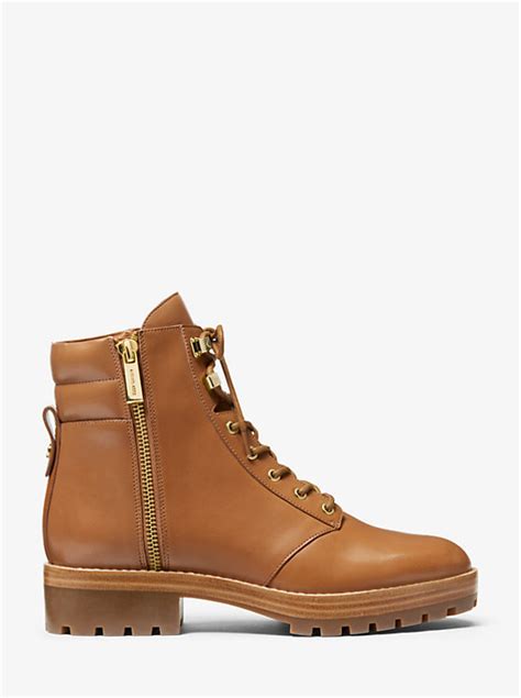 michael michael kors rosario leather ankle boot|Rosario Leather and Logo Combat Boot .